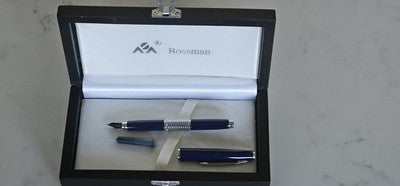 Bossman Luxury Fountain Pen with Chrome Grid Detail and Presentation Box