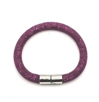 SWAROVSKI Pink Magenta Crystal Mesh Stardust Slake Bracelet Magnetic Clasp