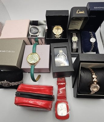 9X Women's Assorted Boxed Watches Quartz Limit Sekonda, Etc.In Working Condition