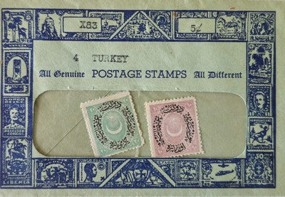 TURKEY Vintage Rare Ottoman Post Stamps 10 & 20 para #0420