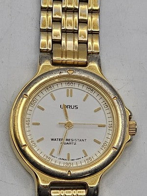 VINTAGE LORUS V821-03A0 Ladies Two-Tone Gold Silver Bracelet Watch Quartz