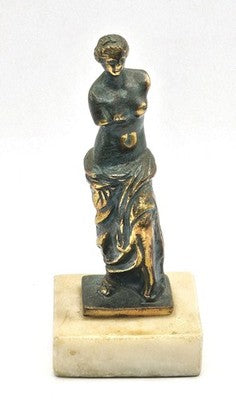 Antique Finish Venus De Milo  Metal Miniature Statue on Marble Base 13 Cm-410 gr