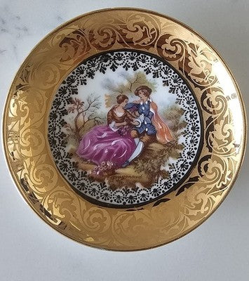 Vintage Monarch Limoges France Porcelaine d'Art Fragonard Courting Couple Gold P