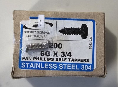 120pc 304 Stainless Steel 6G x 3/4 Pan Phillips Self Tapping Screws