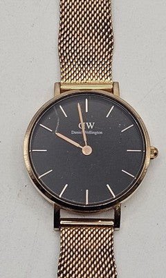 Daniel Wellington Petite Melrose Rose Gold Watch with Black Dial Working Conditi