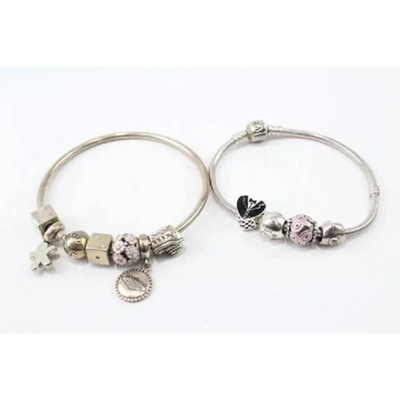 Pandora Sterling Silver Wedding Ship Charm Bangles (2x )(56g)