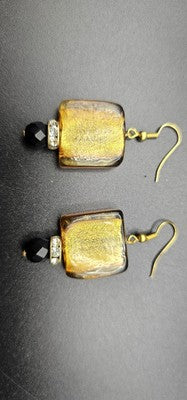 Gold Plated Glass Gemstone Earrings for Women Fashion Jewelry