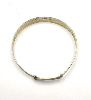 Pre-owned Bali 925 Sterling Silver Gold Plated Adjustable Bangle Bracelet
