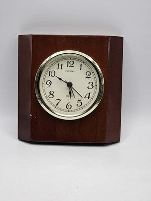 Vintage Wood Cased Quartz Clock Desktop/Shelf Accent Decor Working