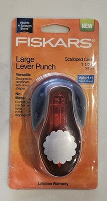 Fiskars Large Lever Punch Scalloped Circle 1.5" 3.8cm Paper Craft Scrapbook NEW