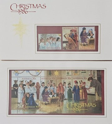 Australian Christmas 1986 Stamps Sheetlet Children's Nativity Pageant Stamps