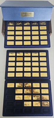 Jane's Medallic Register Great Aircraft 24kt Gold Plate on Bronze 66 Ingot Set