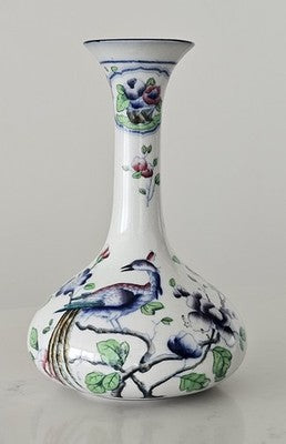 Antique Hancock & Sons Coronaware Old Woodstock Bird of Paradise Bud Vase Englan