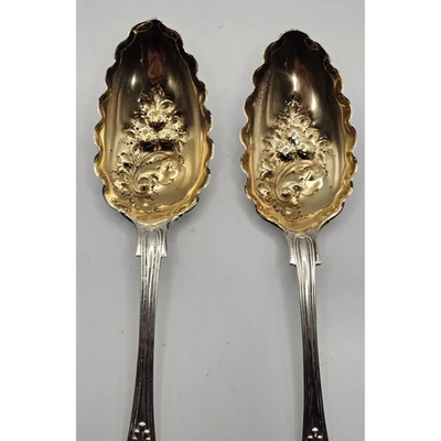 Vintage E.P.N.S. Serving Spoons (A1) | Embossed & Made in Sheffield (Set of 2)