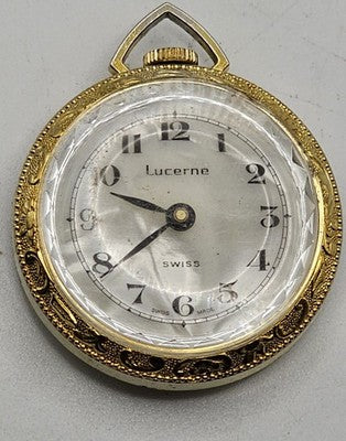 Vintage Lucerne Gold Tone Pendant Watchin Swiss Made - Working Condition