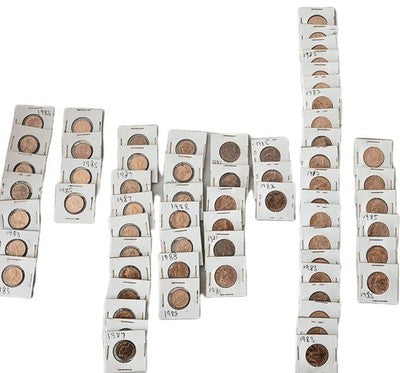 Bulk Lot 64xAustralian 1 & 2 Cent Coins -Mixed Years 1981-1988 - Collector Flips