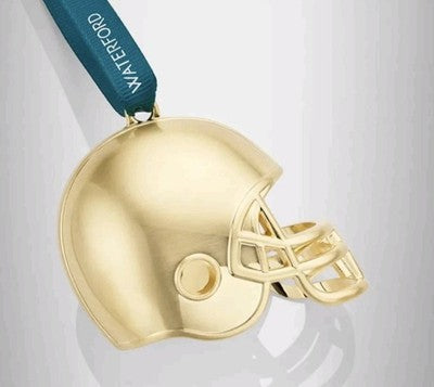 Waterford Golden Christmas Football Helmet Hanging Ornament New In Box