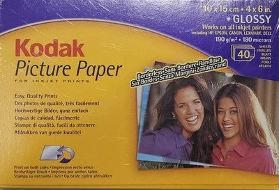 Kodak Picture Paper Glossy 4"x6" Inkjet Paper CAT 843 0555 - 40 Sheets - New