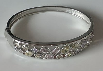Vintage Sterling Silver Ring with Round Blue Sapphire Glass Center & Clear Accen