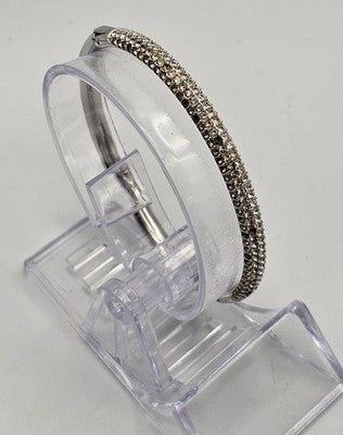 Vintage Swarovski CRYSTAL Hinged Bangle Bracelet Pave Rhinestone Missed Crystal