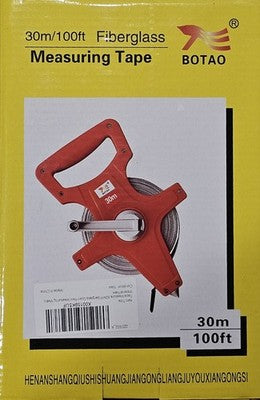 BOTAO 30m/100ft Fiberglass Measuring Tape Open Reel Dual Scale Metric/Imperial