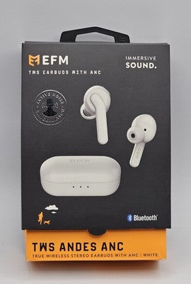 EFM TWS Andes ANC Earbuds Earphone Active Noise Cancelling IP54 Rating White