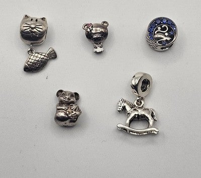 Mixed five Silver 925 Animal Jewlery Bracelet Charms NEW - 14.4gr  #004