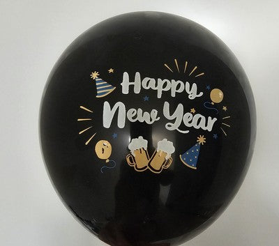 Happy New Year Metallic Assorted Latex Balloons 30cm Pack Of 30 In Three Colours