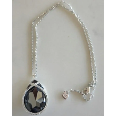 Swarovski Black Crystal Necklace- Faceted Pendant (Original, Signed)