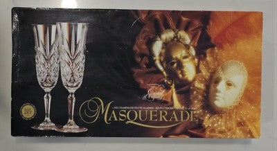 Set Of 6 Vintage Cristal d 'Arques Masquerade Champagne Flutes Lead Crystal Rare