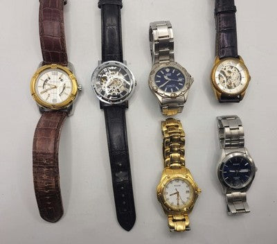 6X Men's Mechanical Lorus, Mastertime, etc. Watches untested, Sold as is