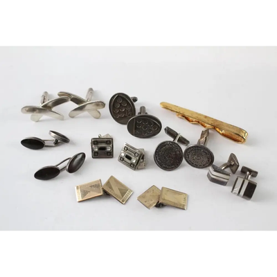 Sterling Silver Gents Cufflinks – Antique Gold on Silver Set of 8 (83g)