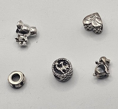 Mixed five Silver 925 Animal Jewlery Bracelet Charms NEW - 9.8gr  #006