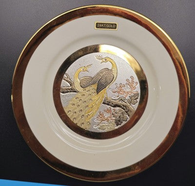 The Art of Chokin 24KT Gold Edged Collectors Plate JAPAN, 16cm With Stand In Box