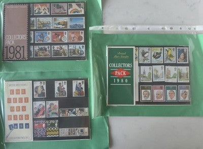 Royal Mail British Mint Stamps Collectors Packs 1980, 1981, 1982 - Set of 3