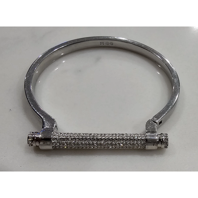 Swarovski Rhodium-Plated Attract Crystal Pave Open Cuff Bracelet