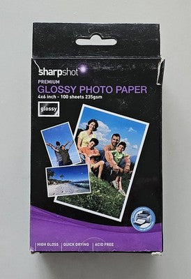 Sharpshot Premium Glossy Photo Paper 4x6 inch 100 Sheets 235gsm for Inkjet
