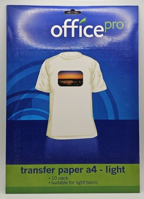 Office Pro Light Fabric Iron-On T-Shirt Transfer Paper A4 - 10 Pack