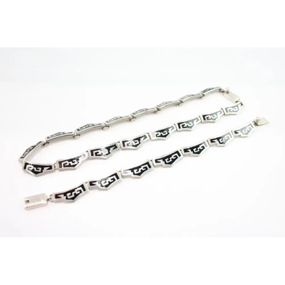 Taxco Sterling Silver Mexican Jewellery Set Necklace Bracelet Enamel (80g)