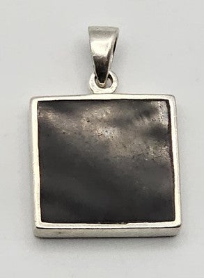 Silver .925 Modernist Triangular Onyx or Black Stone Pendant