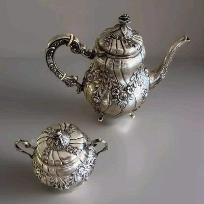 Vintage 800 Silver Coffee/Tea Pot and Sugar Bowl - 650 grams