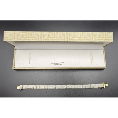 18K Gold Plated Tennis Bracelet with Genuine Diamond Accents