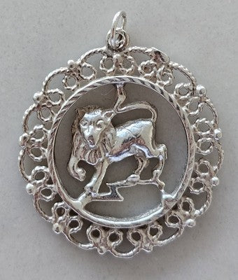 Sterling Silver Filigree Leo Zodiac Pendant