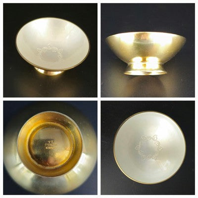 VB Sterling Denmark Small Dish with Gold Interior & Leaf Design