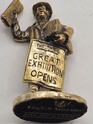 English Miniatures FINE ART SCULPTURE Pewter Newspaper Seller "Great Exhibition