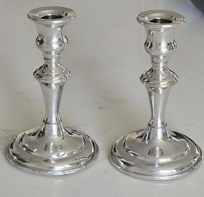 Pair of Vintage Birks Pewter Weighted Candlesticks Candle Holders Canada 16cm