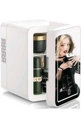 Portable Mirror Mini Fridge 4L - Skincare & Beauty Refrigerator (AC/DC) Mirror &