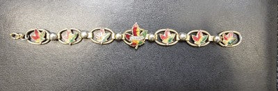 Vintage Winnipeg Maple Leaf Enamel Charm Bracelet Canada Souvenir