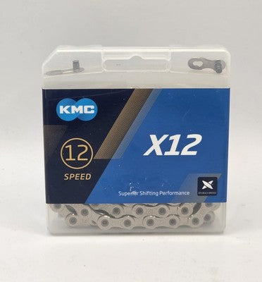 KMC X12 Silver 12-Speed Chain 126L with MissingLink for SRAM & Shimano