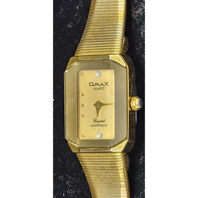 Omax Vintage Crystal Ladies Quartz Watch, Gold Tone with Box - Japan - Working